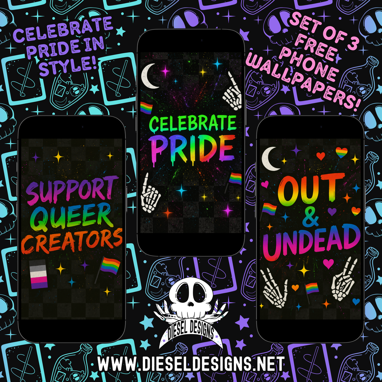 Pride Month Phone Wallpapers Set of 3