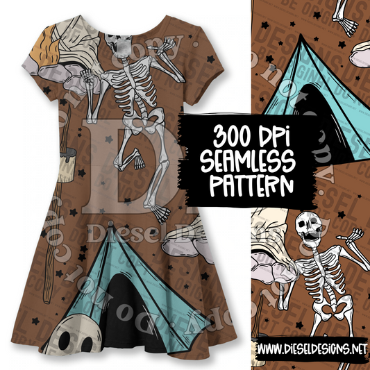 Spooky Camping Brown | 300 DPI | 12" x 12" | Seamless File