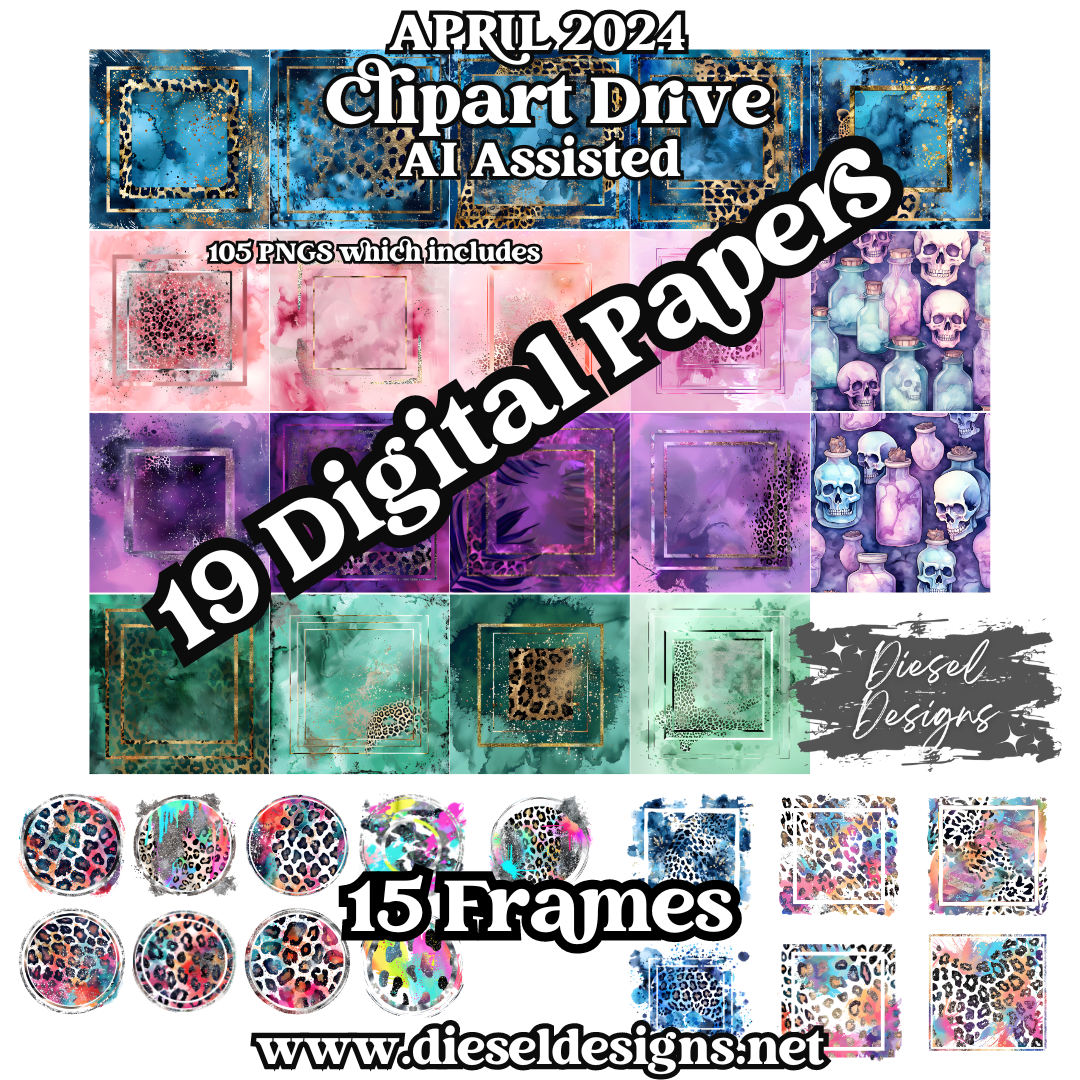 April 2024 Clipart Drive - AI Assisted | 300 DPI | Transparent PNG | Clipart