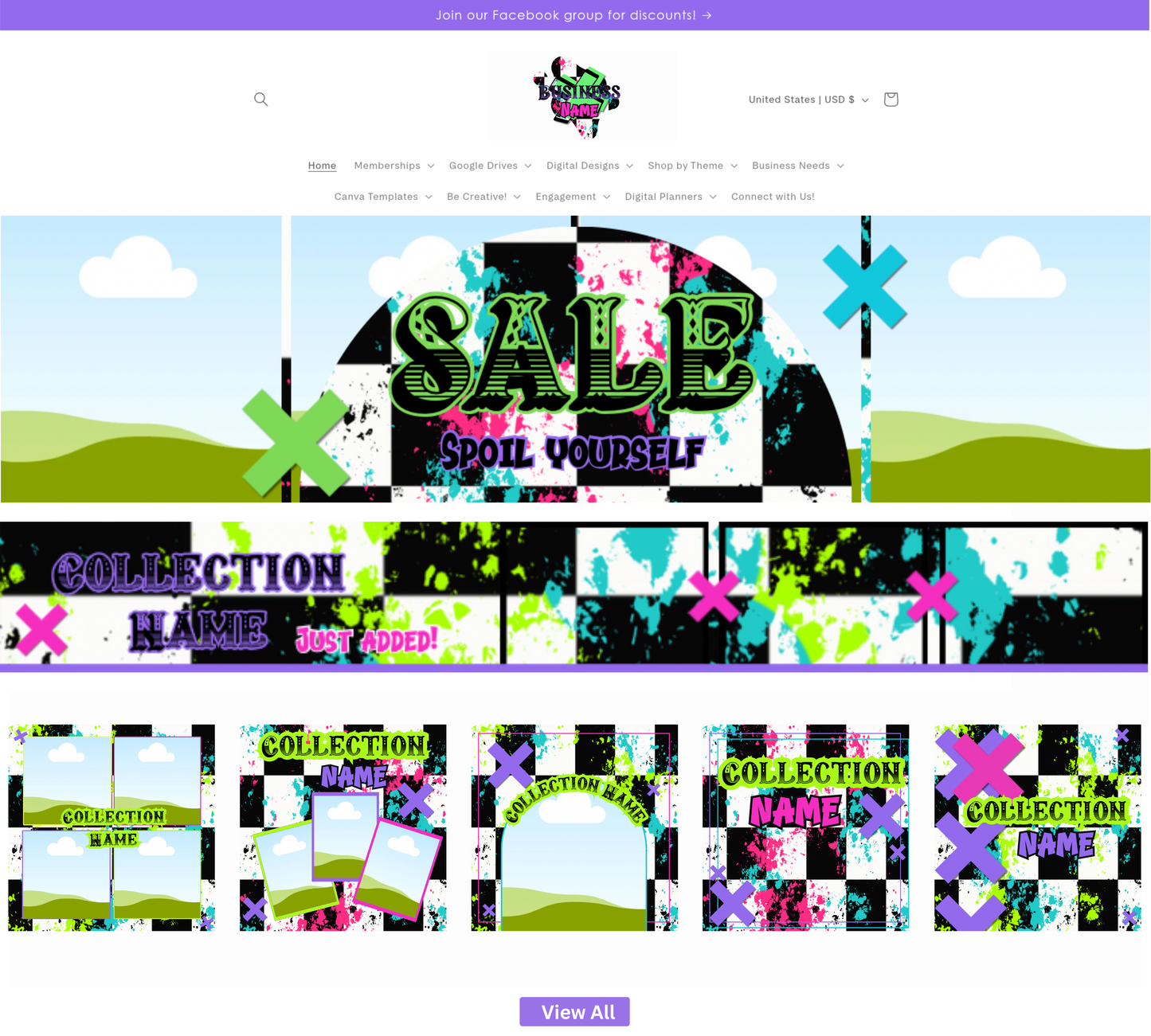 Funky Checkered Website Kits | Website Kits | Editable graphics included