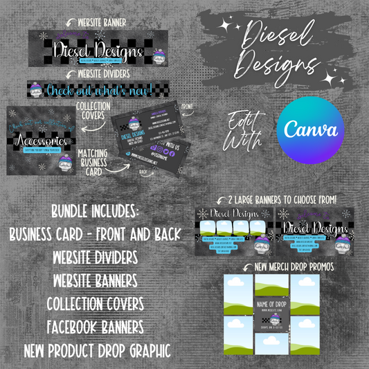 Winter Skellie Mini-Branding Kit | Website Kit | Business Card | Logo | Facebook Cover | Editable in Canva