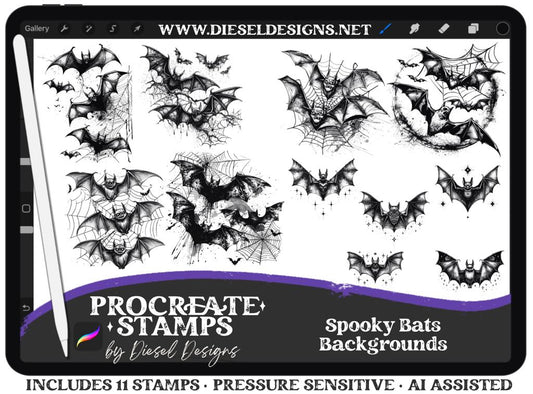 Spooky Bats | PROCREATE BRUSHES/STAMPS | Digital File Only