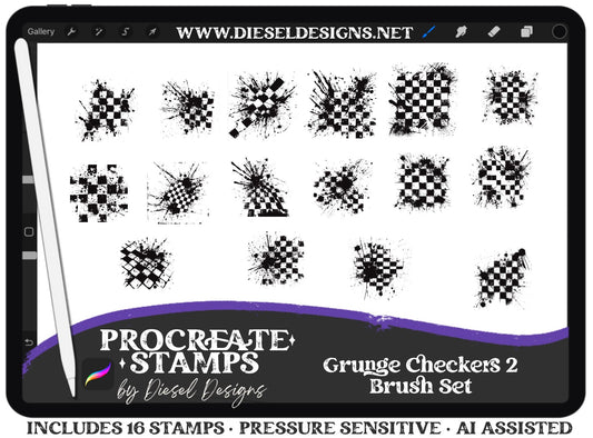 Grunge Checkers 2 | PROCREATE BRUSHES/STAMPS | Digital File Only