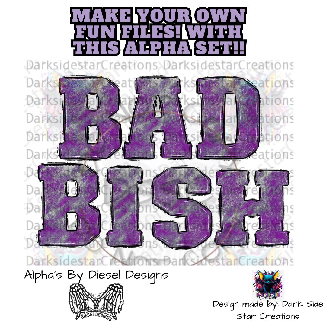 Purple Grunge Alpha Set | 300 DPI | Transparent PNG | Alpha Set | A-Z Included |