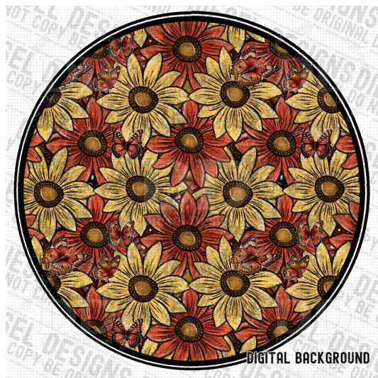 Round Sunflower Background | 300 DPI | Transparent PNG | Clipart & Elements |