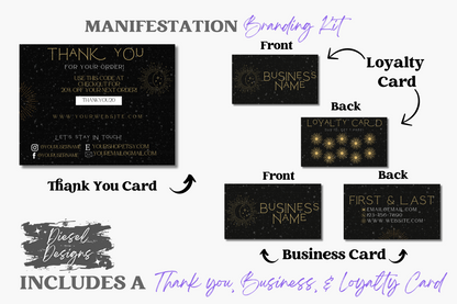 Manifestation Business Branding Kit | Website Kit | Business Card | Logo | Facebook Cover | Editable in Canva