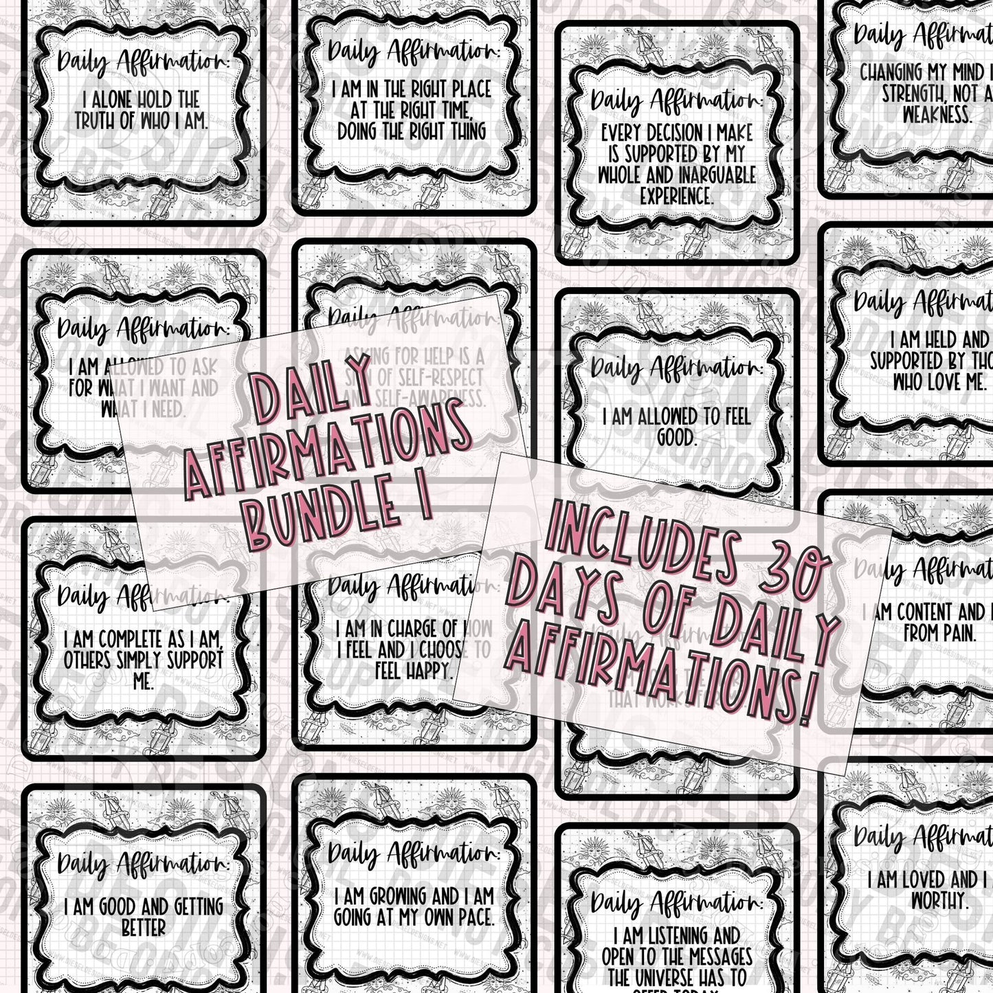 Daily Affirmations Bundle 1 | Engagement graphics | 30 Files