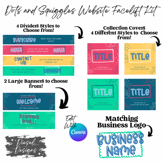Dots & Squiggles | Website Kits | Editable graphics included