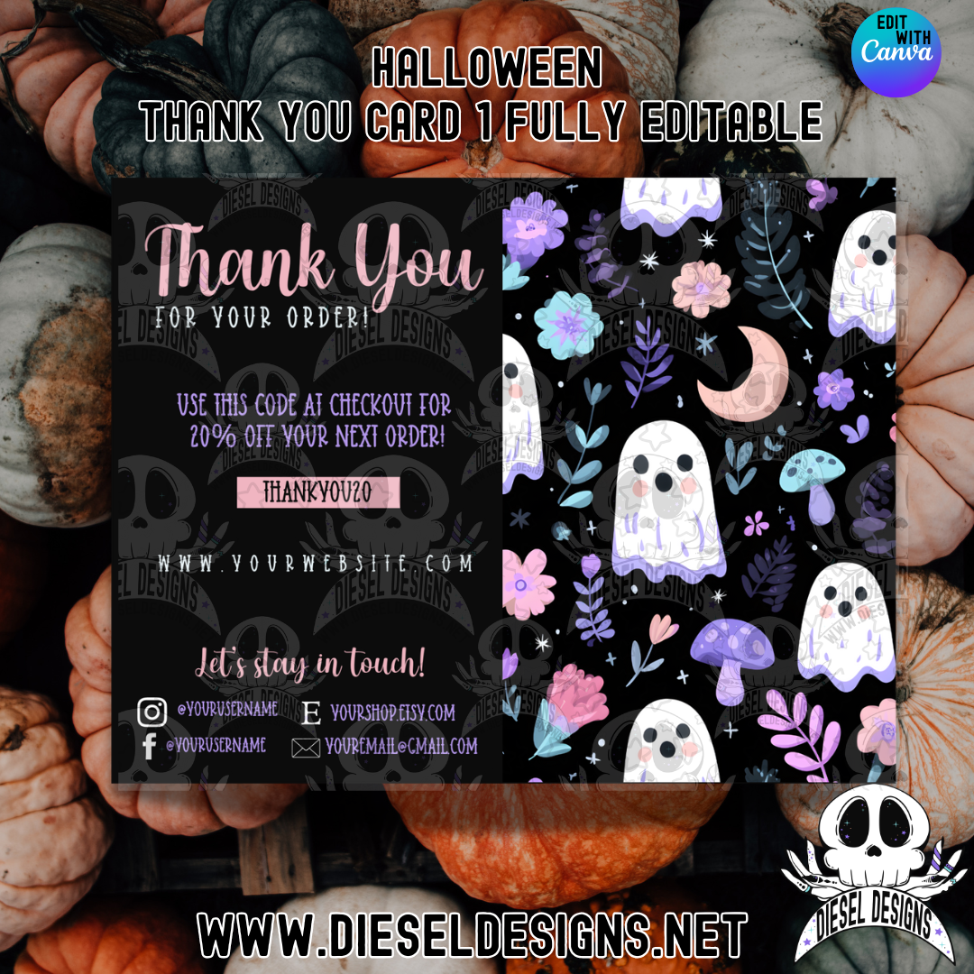 Halloween Thank You Card 1 | Thank You Card | Editable in CANVA