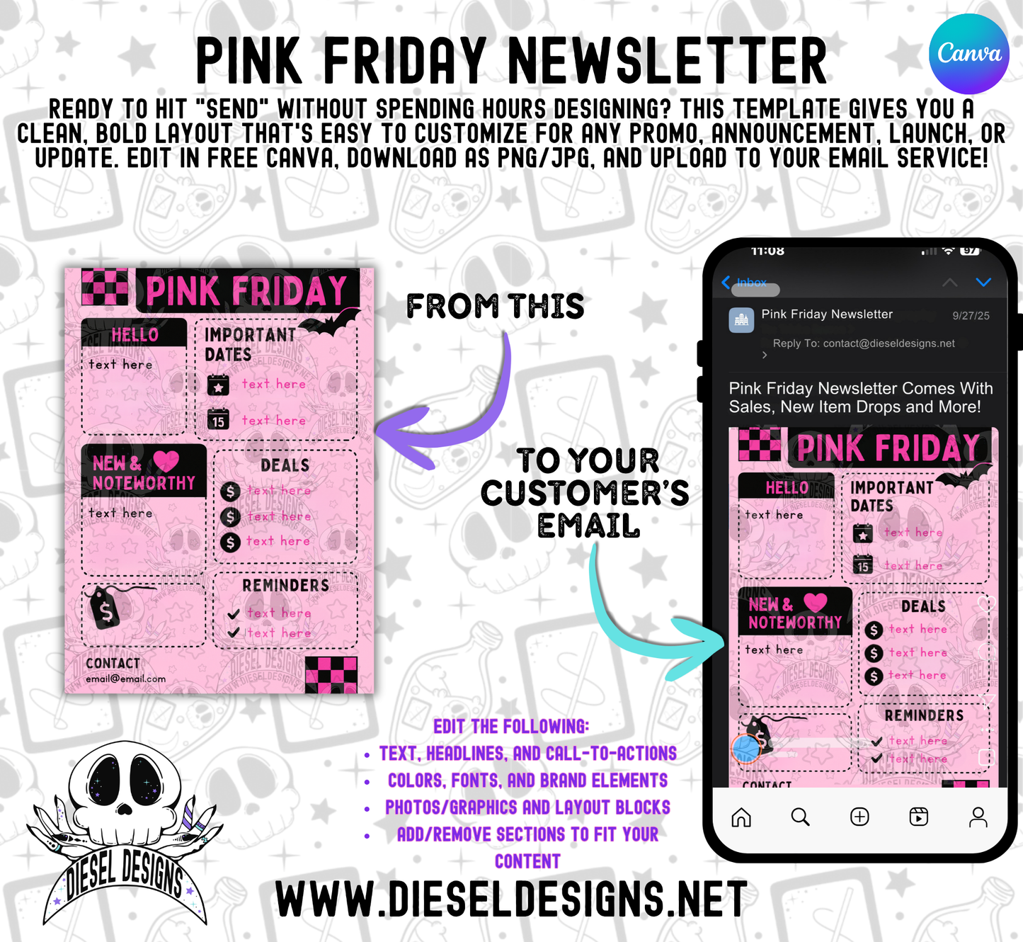 Pink Friday Editable Email Newsletter Template (Canva) — Plug-and-Send for Any Email Platform