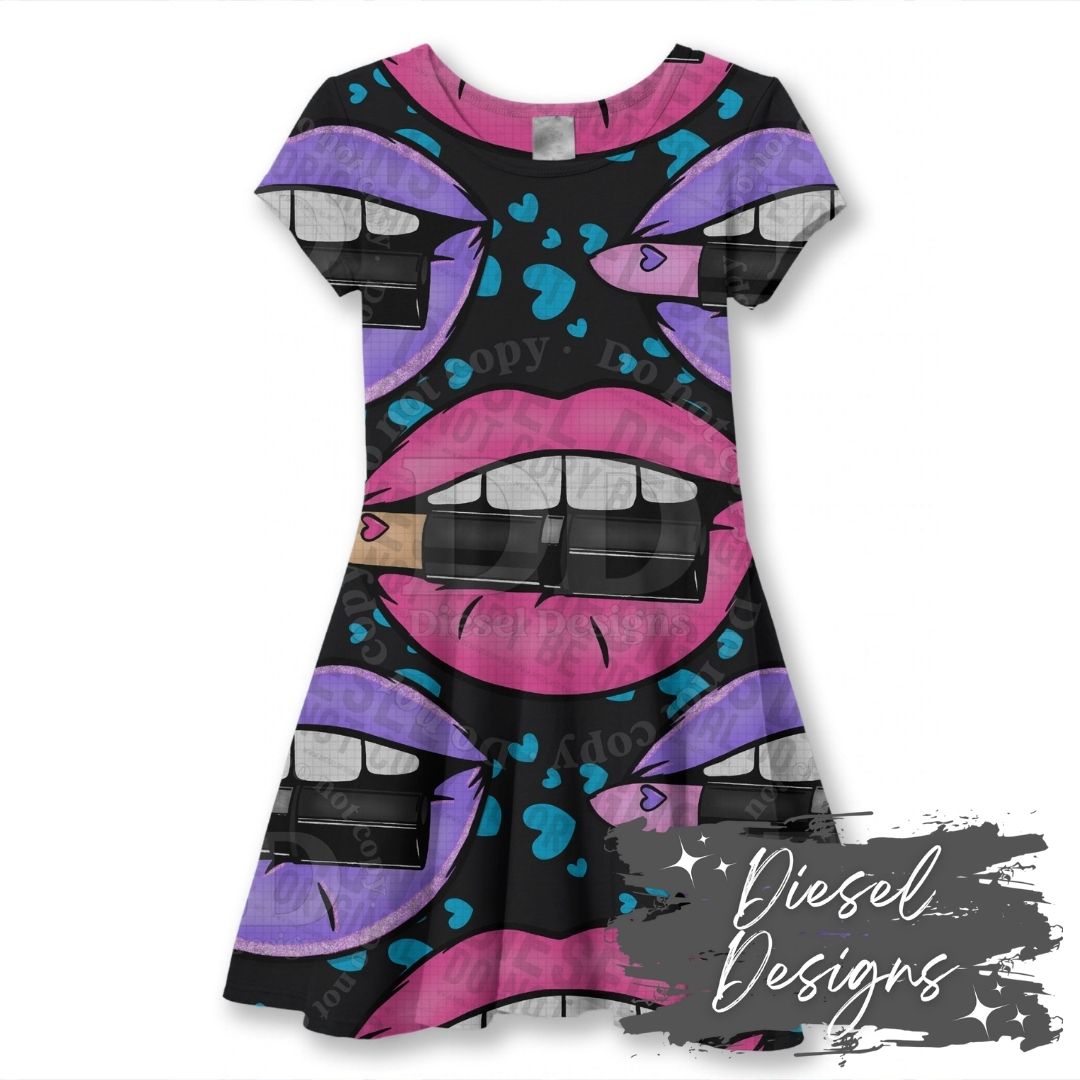 Colorful Lips - Black | Seamless File | 300 DPI | 12" x 12" | Digital File only