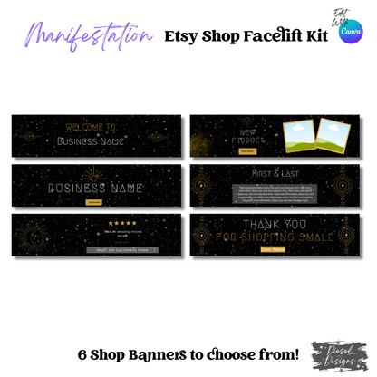 Manifestation Etsy Facelift Kits | Etsy Facelift Kits | Editable graphics included |