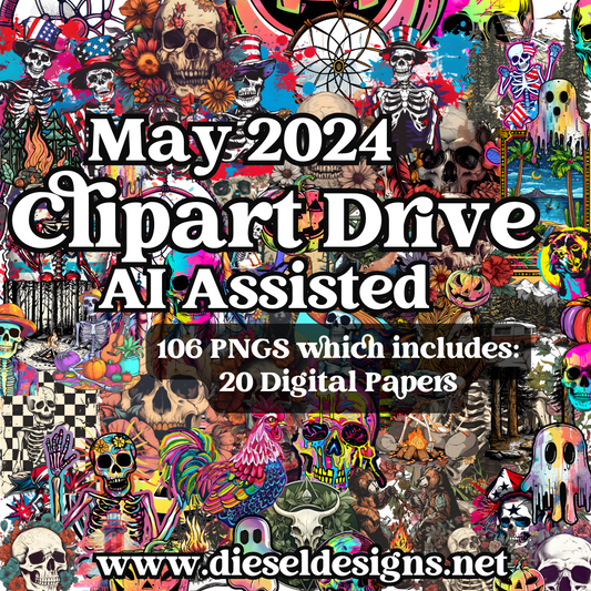 May 2024 Clipart Drive - AI Assisted | 300 DPI | Transparent PNG | Clipart