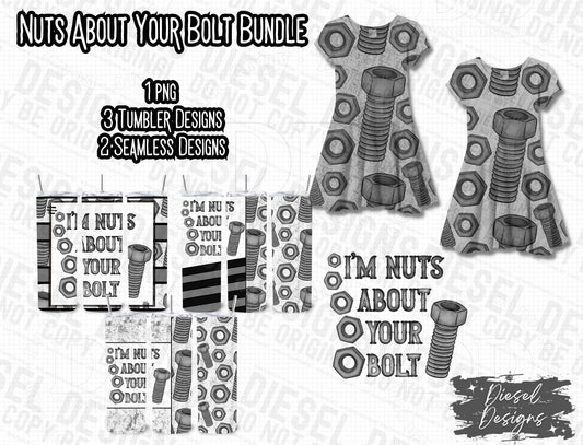 Nuts about your bolt Bundle | 300 DPI | PNG | Seamless | Tumbler Wraps