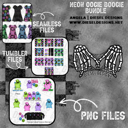 Neon Oogie Bundle | 26 files | 300 DPI | PNG | Seamless | Tumbler Wraps