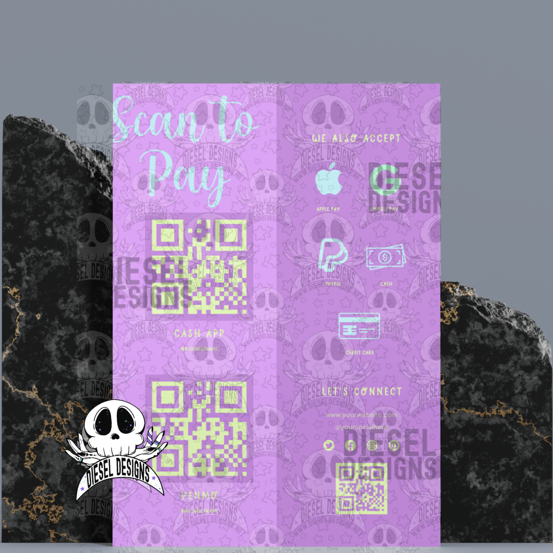 Pretty Pastel Purple Scan To Pay | Printable Files | Canva Editable graphics included | Scan to Pay | Let's Connect