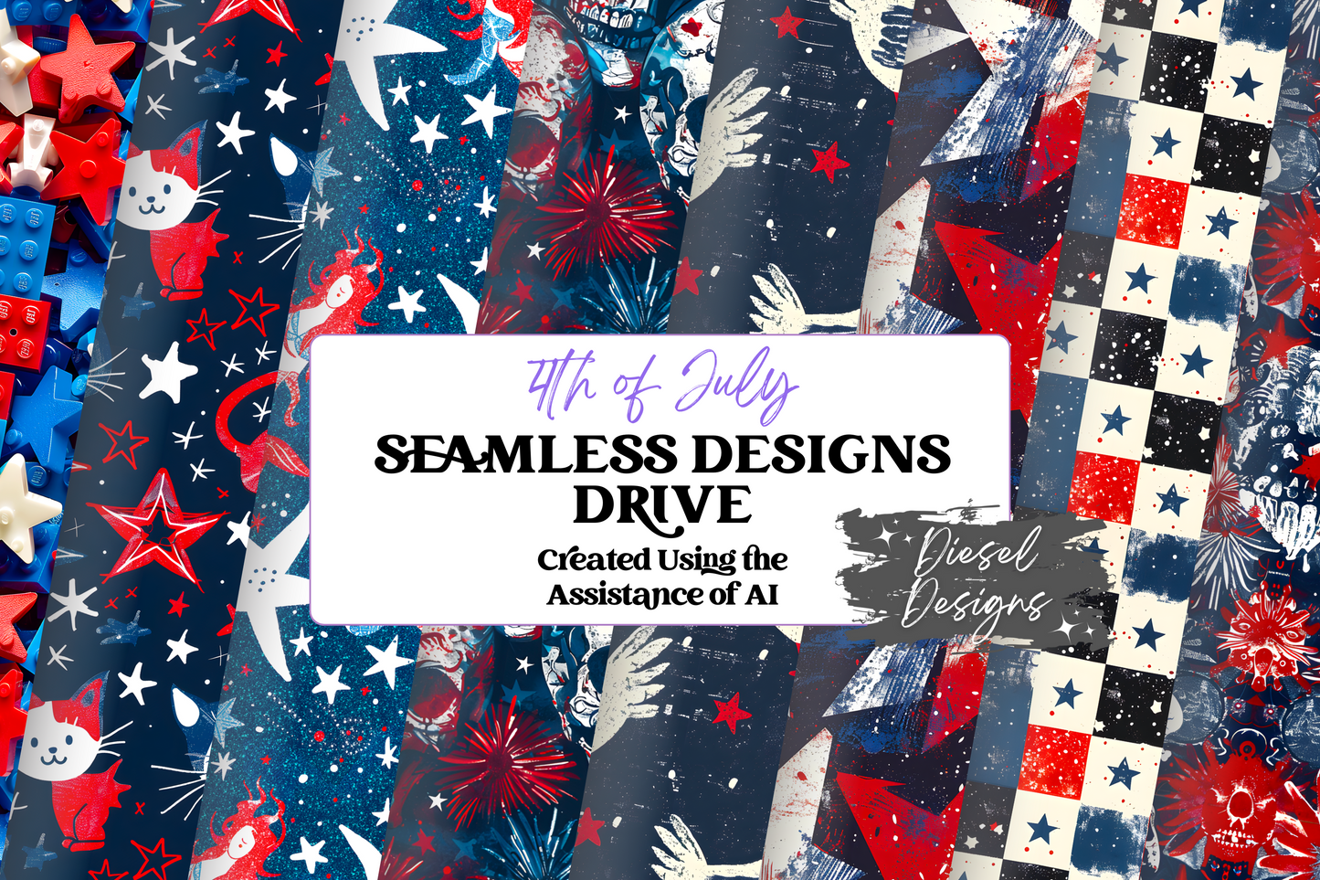 4th Of July Seamless Drive  | 300 DPI | Transparent PNG | Google Drive | AI Assisted