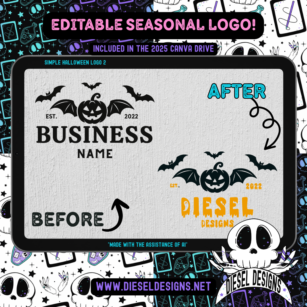 Simple Halloween Customizable Logo 2 | Halloween Logo Template | PNG | Edit In Canva | Custom | Logo |