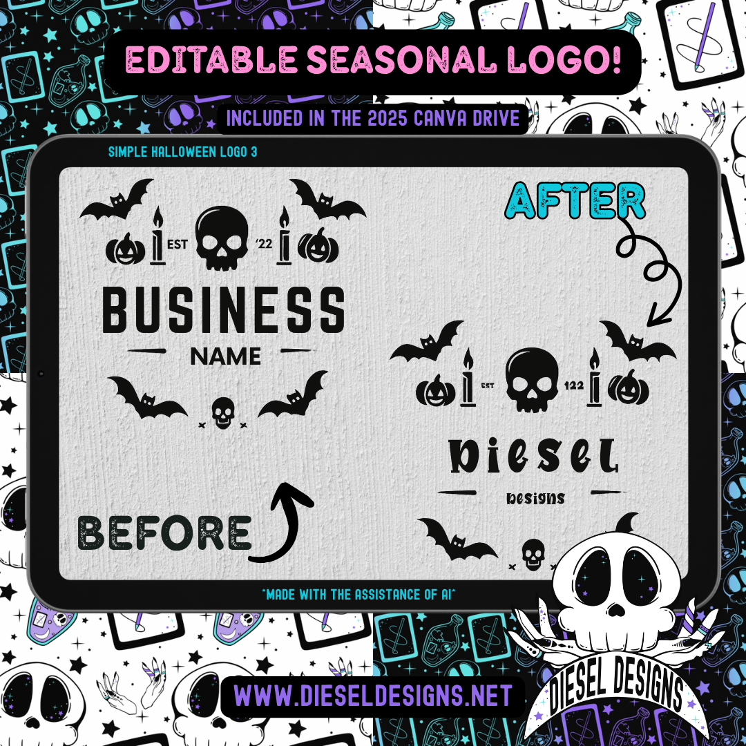Simple Halloween Customizable Logo 3 | Halloween Logo Template | PNG | Edit In Canva | Custom | Logo |