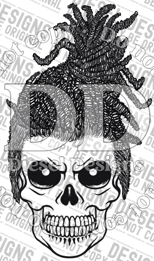 Mama Skull dreads Bun  | 300 DPI | Transparent PNG | Clipart |