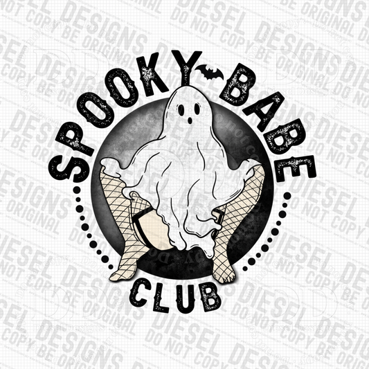 Spooky Babe Club V. Black & White | 300 DPI | Transparent PNG