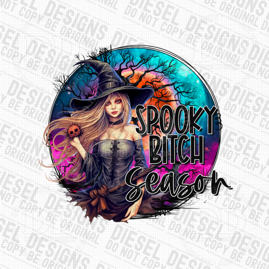 Spooky Bitch Season V. Black Text | 300 DPI | Transparent PNG
