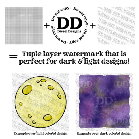 Triple Layer Watermark - Perfect for dark AND light colored designs!