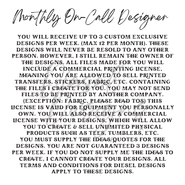 Monthly ON-CALL Designer
