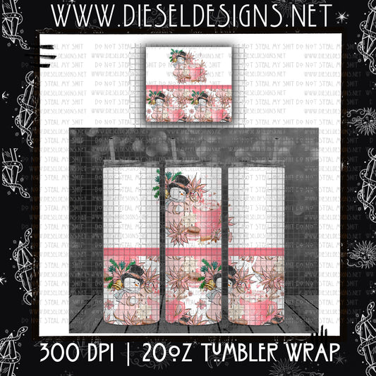Pink Christmas 20oz Tumbler Wrap |  Design | 300 DPI | PNG