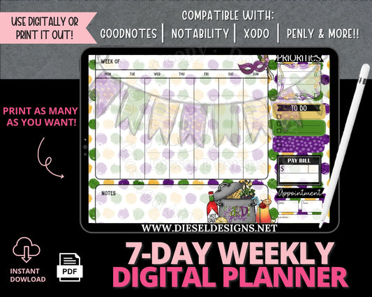 Weekly Planner 8 | 7-Day Digital Planner | 300 DPI | PNG & PDF included