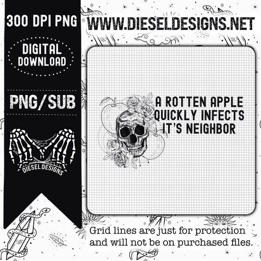 A Rotten Apple | 300 DPI | Transparent PNG