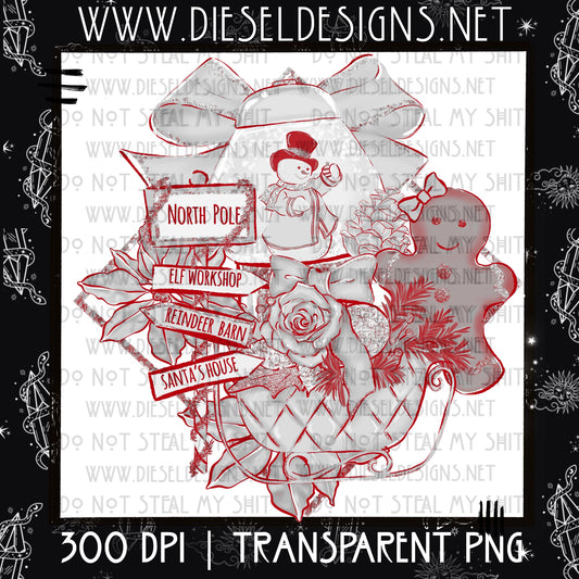 Black & Red Christmas PNG | 300 DPI | Transparent PNG