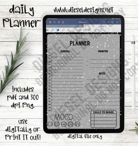 Black & White | Daily Digital Planner | 300 DPI | PNG & PDF included