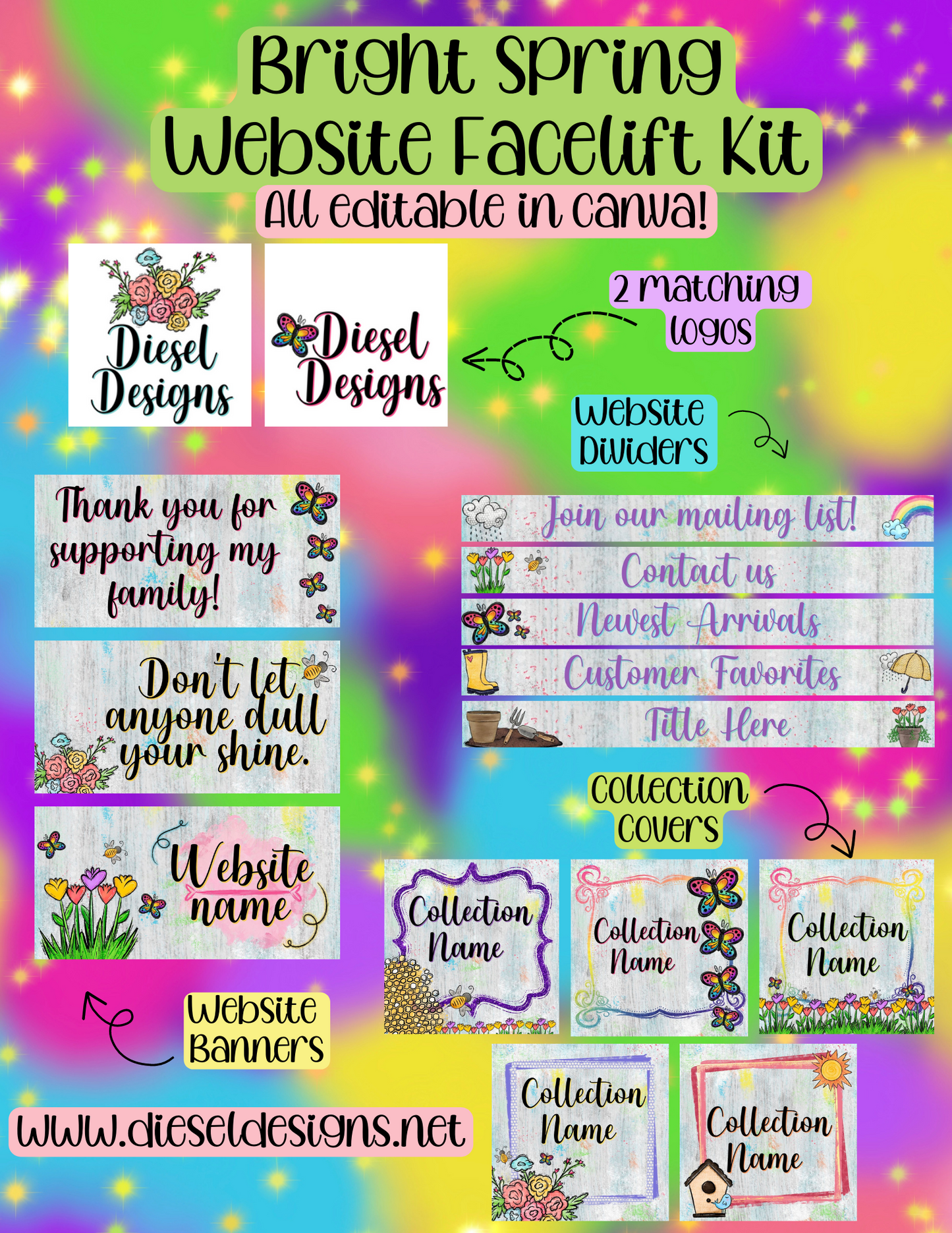 Bright Spring | Website Kits | Editable graphics included