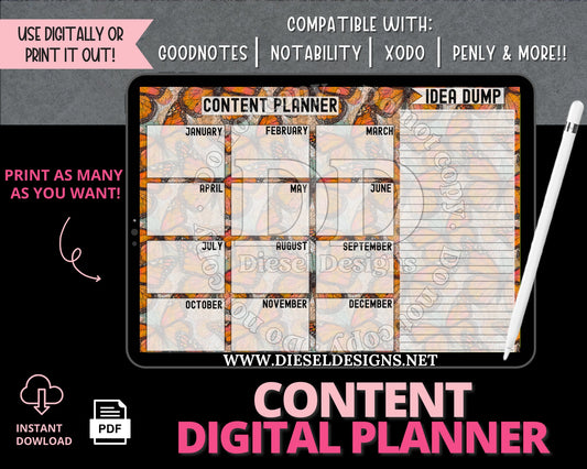 Butterflies | 12-month Content Planner | 300 DPI | PNG & PDF included