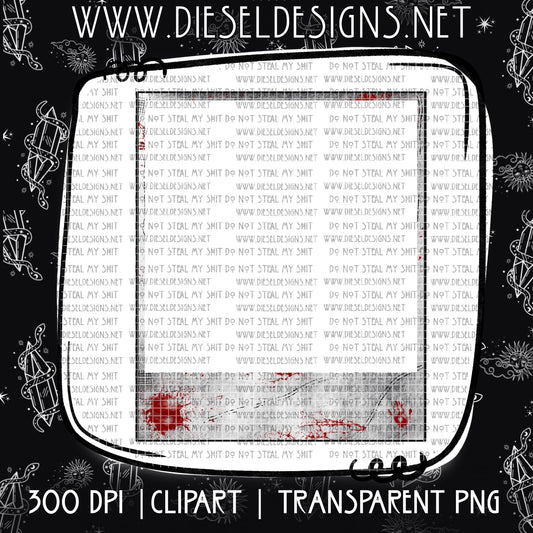 Blood Splatter Polaroid | 300 DPI | Transparent PNG | Clipart |