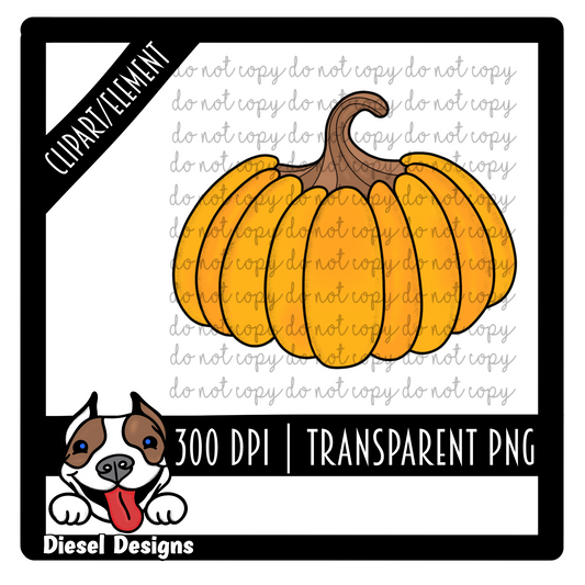 Hand drawn Single Pumpkin  | 300 DPI | Transparent PNG | Clipart |