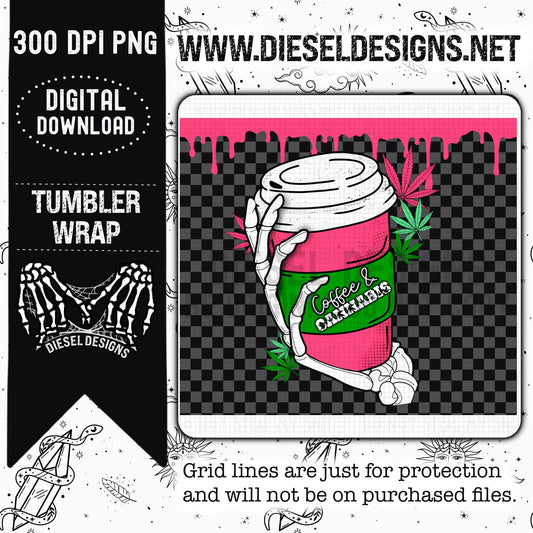 Coffee & Cannabis Tumbler Wrap  | 300 DPI | PNG |