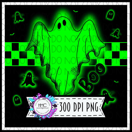 Green Glowing Ghost | 300 DPI | 20 oz Skinny Tumbler Wrap