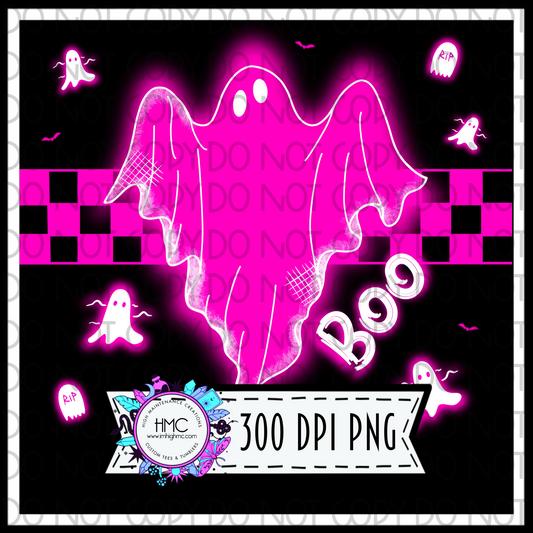Pink checkered glowing ghost tumbler wrap
