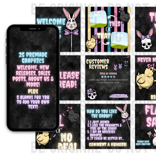 Creepy Easter | Engagement KIT | Editable CANVA graphics included | 30 Files