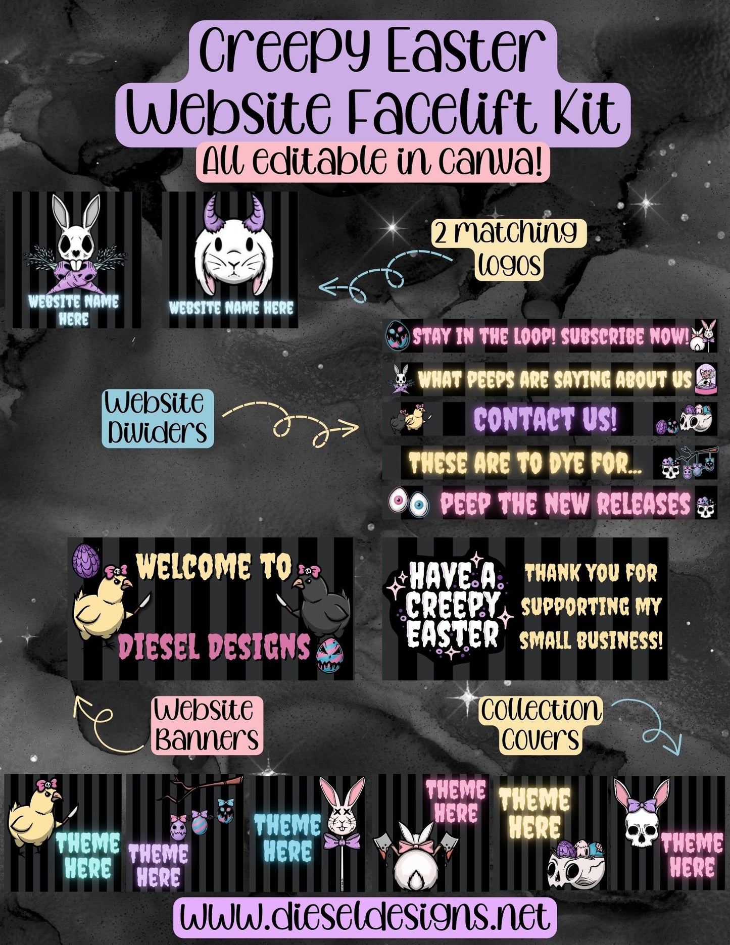 Creepy Easter | Website Kits | Editable graphics included