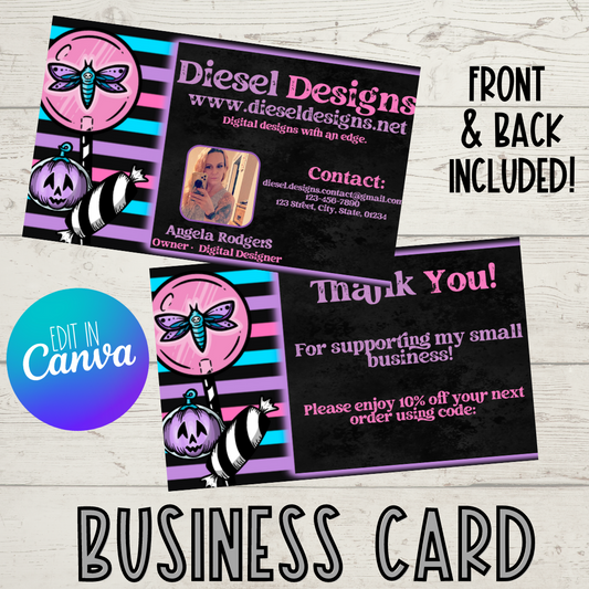 Dark Spooky Sweets | Business Card | Editable in CANVA
