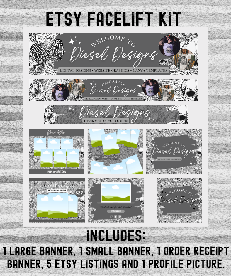 Skulls | Etsy Facelift Kits | Editable graphics included |