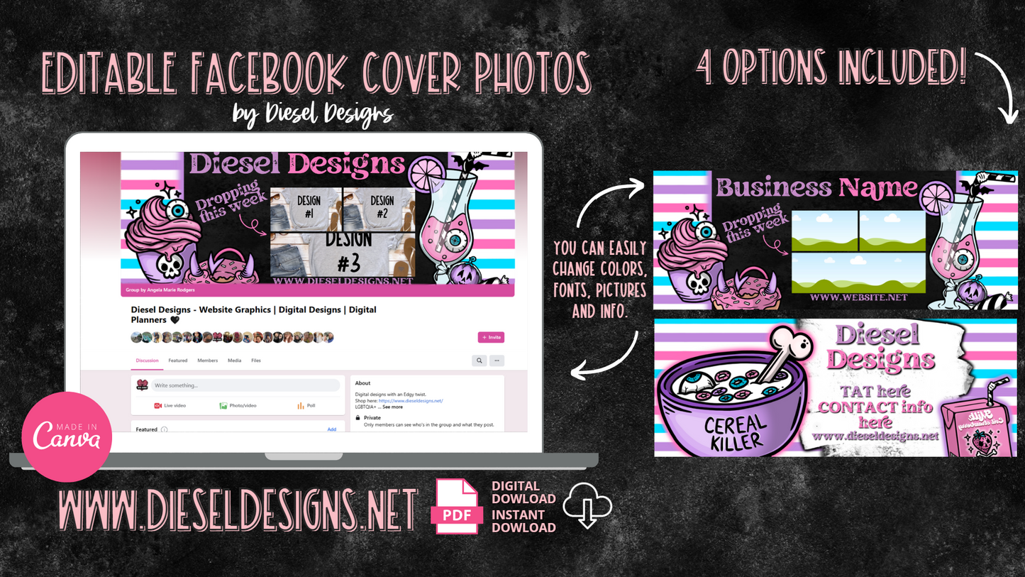 Creepy Sweets | Editable Facebook Cover Photos | Edit in Canva | Facebook Graphics |