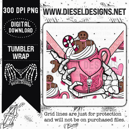 Hot Cocoa Split Tumbler Wrap  | 300 DPI | PNG |