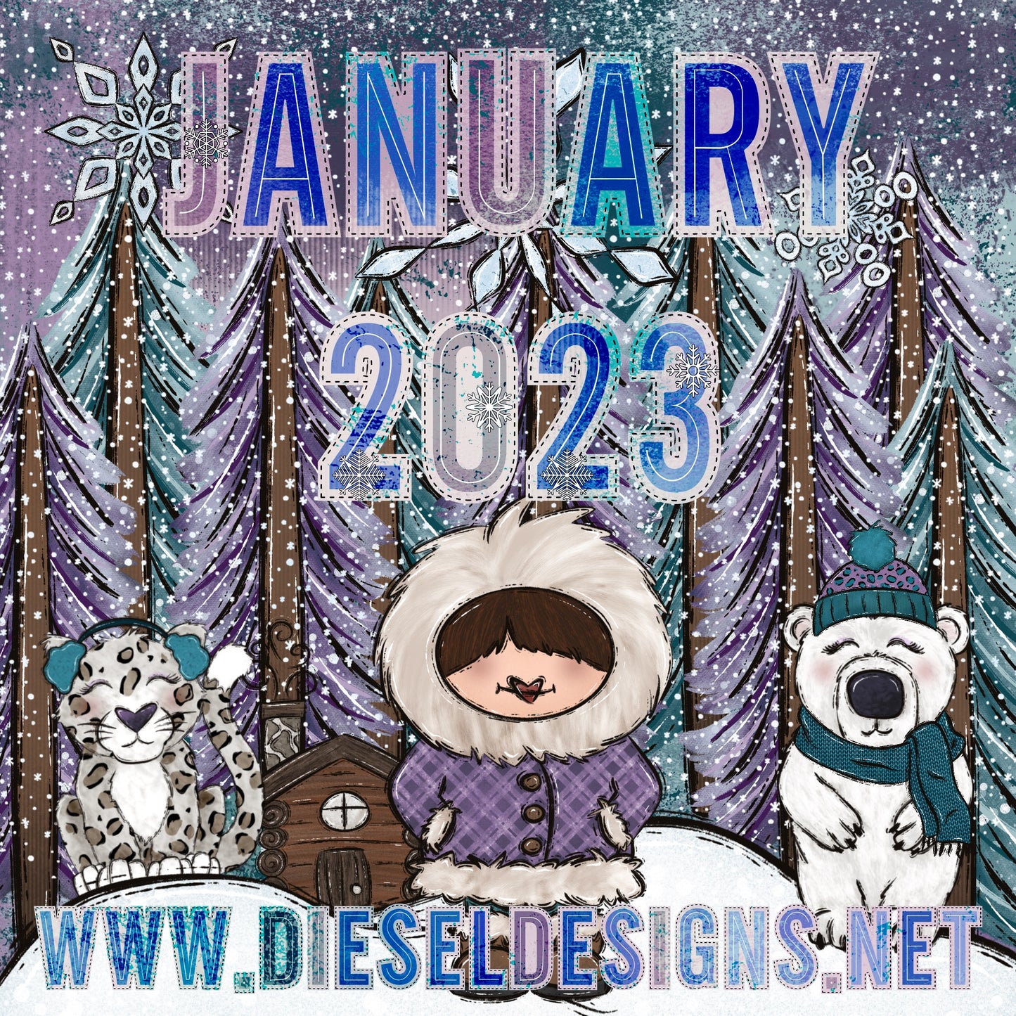 January 2023 | Monthly Drive  | 300 DPI | Transparent PNG | Seamless | Tumbler Wraps | Clipart