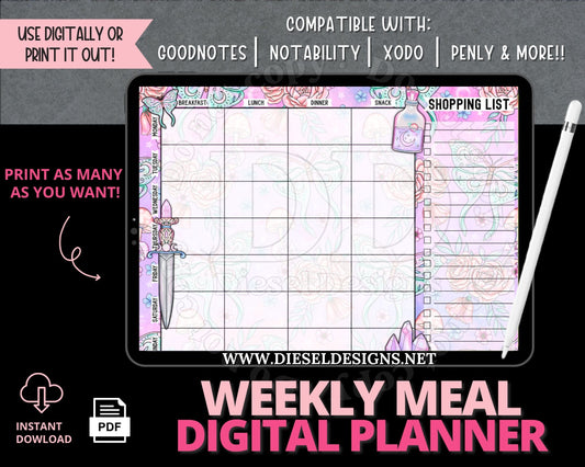 Weekly Meal Planner | Digital Meal Planner | 300 DPI | PNG & PDF included