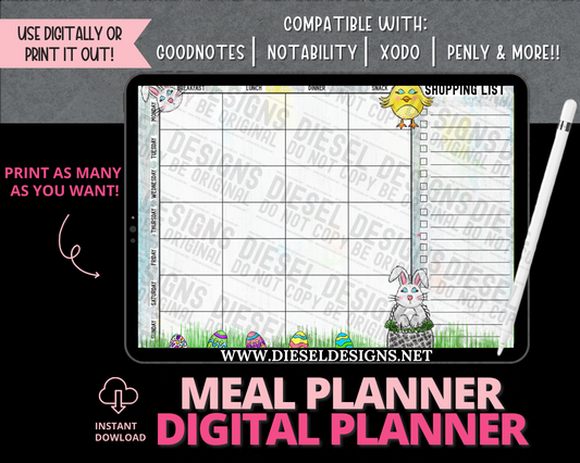 Easter Splatters | Digital Meal Planner | 300 DPI