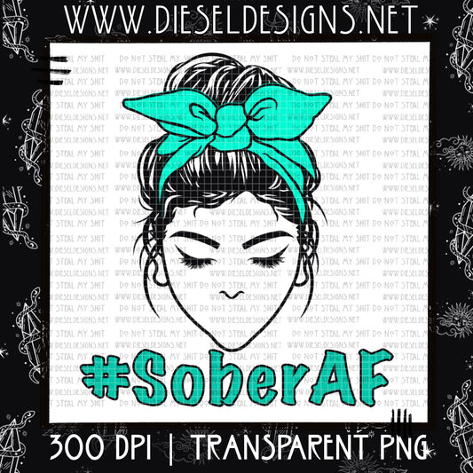 Teal Sober AF | 300 DPI | Transparent PNG